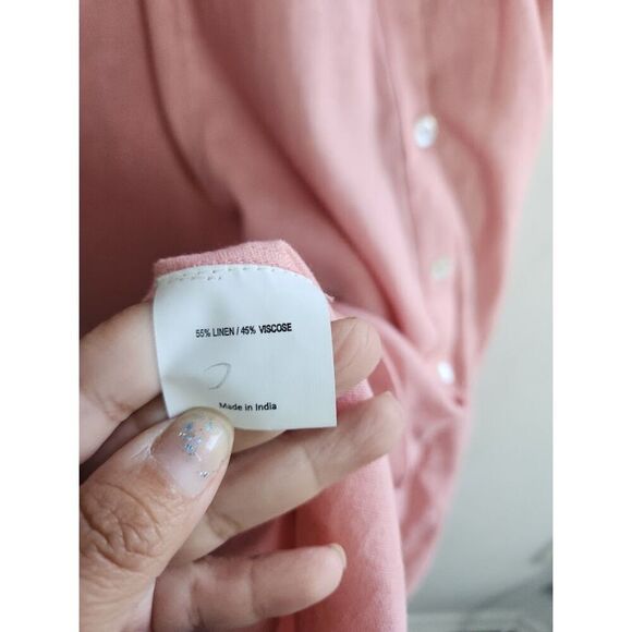 AND Women Pink A-Line Button Down Shirt A-Line Linen Blend Dress size 8 - Picture 9 of 10